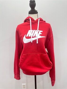 Nike Red Pullover Hoodie with White Logo Womens Size Small